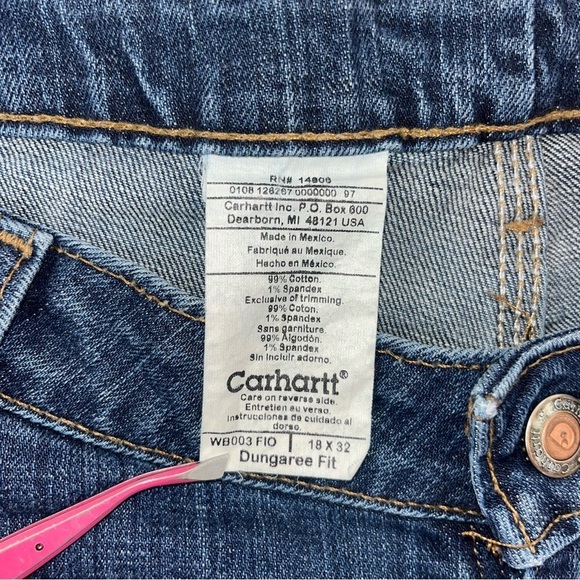 Carhartt WB003 FIO Double Front Work Wear Jeans Womans Sz 18 41X32 Blue Stretch - Picture 7 of 11